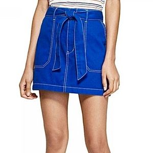Bright Blue Belted Mini-Skirt